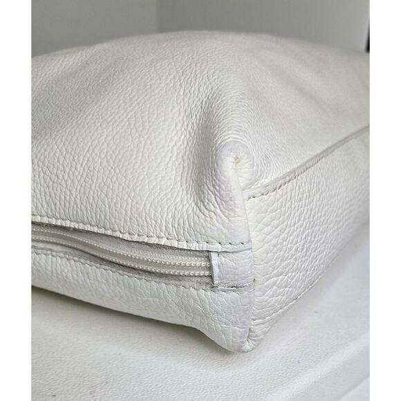 Maurizio Taiuti Large White/Orange Leather Satchel Tote Expandable Handbag Italy - Picture 11 of 14